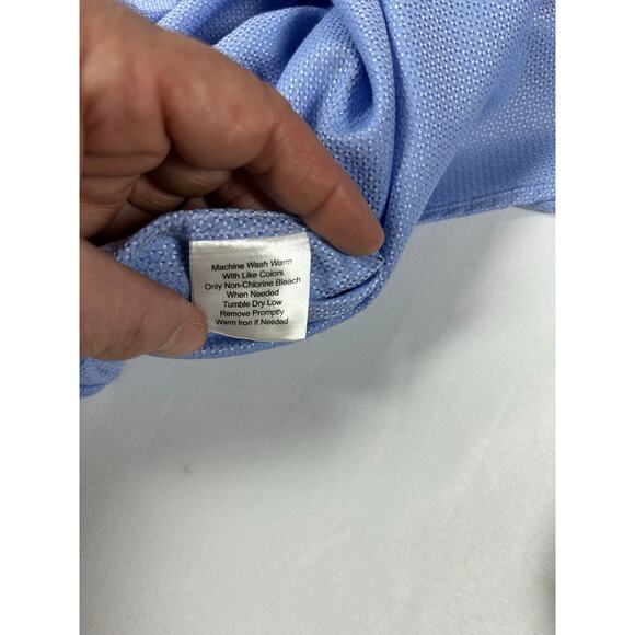 Egara Long Sleeve Flip Cuff Non-Iron Shirt Blue White Check Mens Size 2X 181/2 - Picture 10 of 11